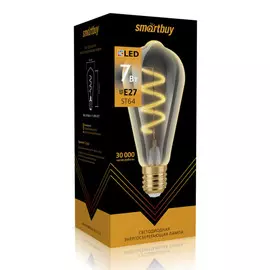 лампа светодиодная smartbuy led sbl-st64art-7-30k-e27 е27 груша 7вт 3000к