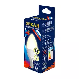 лампа светодиодная uniel led-c37 7w/ww