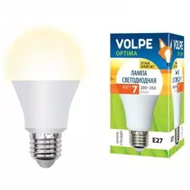 лампа светодиодная volpe led-a60-7w/ww/e27/fr/o