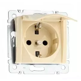 Legrand DIY Valena Крем Розетка 1-ая с/з с крышкой