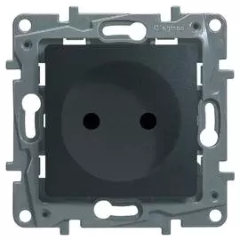 Legrand Etika Антрацит Розетка б/з со шторками, винт. клем.
