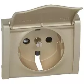 Legrand Galea Life Титан Накладка розетки с/з, с крышкой, с защитными шторками