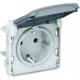 Legrand Plexo Серый Мех Розетка с/з с крышкой, винтовой зажим IP55