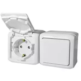 Legrand Quteo Бел Блок Выключатель 1-кл+роз с/з с шт IP44