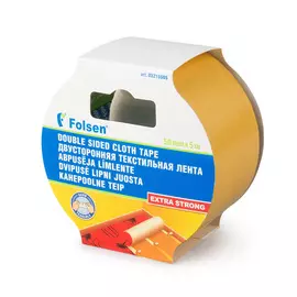 лента двусторонняя тканевая 50мм х 5м folsen 03215505