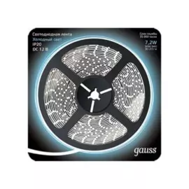 лента gauss led 312000307 5м 5050/30-smd 7.2w 12v dc холодный белый