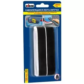 лента-липучка самоклеящаяся 20мм х 1м unibob черная,49310