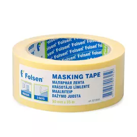 лента малярная folsen, желтая, 50мм х 35м 50х35