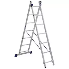 лестница 2 секции по 7 ступеней, макс. высота 3,08м, 150кг алюмет 5207