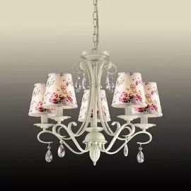 Люстра 2533/5 ODL13 262 белый/хрусталь/абажур цветной E14 5*40W 220V LAMENA