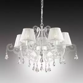 люстра 2892/5 odl16 024 бел./абажур/декор пластик/хрусталь e14 5*60w 220v gronta