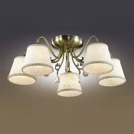 Люстра 2915/5C ODL16 045 бронзовый/абажур ткань/подвески хрусталь E14 5*40W 220V SOLERA