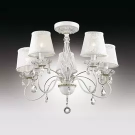 Люстра 2922/5C ODL16 053 белый/золото/абажур ткань/хрусталь E14 5*40W 220V TALSANO