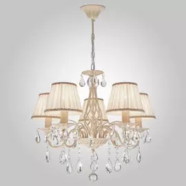 Люстра подвесная Eurosvet Amelia 10054/5 E14 5x60Вт IP20 белый с золотом/прозрачный хрусталь