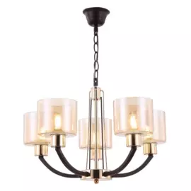 люстра подвесная freya teodora fr5003pl-05b е27 5x60вт ip 20 черный/хром