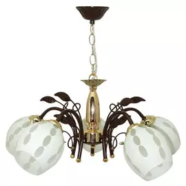 Люстра подвесная РОССвет РС21038 BRN+FG/5P Е27 5x60Вт IP 20