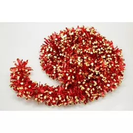 мишура новогодняя красная с золотом 9*200см 16503