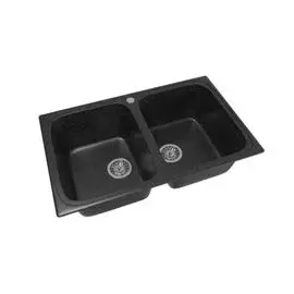 мойка кухонная mixline ml-gm23 49,5*77,5см двухчашевая черная