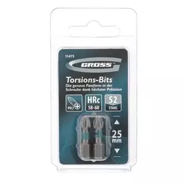набор бит торсионных (2 шт; ph2x25 мм) для ударных шуруповертов gross 11475