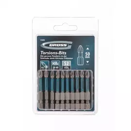 Набор бит торсионных PZ2x50мм, для ударных шуруповертов, 10шт.// Gross 11495