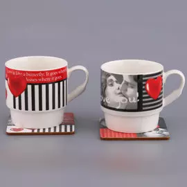 Набор чайный 4 пр. /2 кружки 325мл+2 подставки/ 727-049