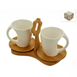 Набор чайный 4пр 230мл на 2 персоны Naturel на бамбуковой подставке 2640136