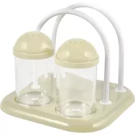 Набор для специй 2х50мл Plast team с подставкой для салфеток молочный PT9101МЛ-12РS