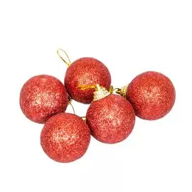 Набор из 5-и шаров 3см АССОРТИ золото, красный, пластик 65219