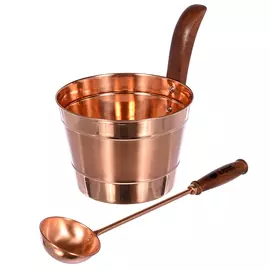 набор из меди: бадья 4 л, и ковш банные штучки