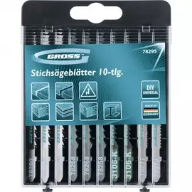 набор полотен для электролобзика универсальный, 10шт., diy, пластиковый кейс gross 78295