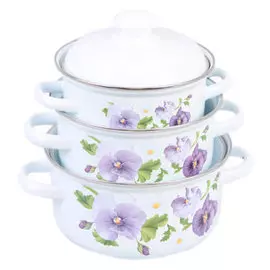 Набор посуды эмалированной АНЮТИНЫ ГЛАЗКИ 124/4АП2 /Лысьва/