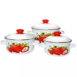 Набор посуды эмалированной Сочная клубника124 АП2/4