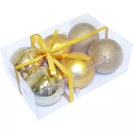 набор шаров 6шт 8см pb8-6smb-g волшебная страна цв.золото пластик 101630