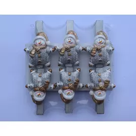 Набор украшений на прищепке СНЕГОВИКИ В КОМБИНЕЗОНЧИКАХ 9,8*7*2,3см полирезина 6шт. 41834