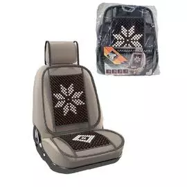 Накидка на сиденье "Nova Bright-fusion" деревянная массажная с сеткой и подголовником,чёрная