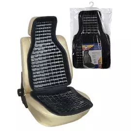 Накидка на сиденье "Nova Bright" бамбуковая с подголовником (чёрные плоские пластины)