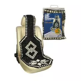 Накидка на сиденье "Nova Bright" деревянная массажная чёрная с рис. покрытая лаком, с подголовником