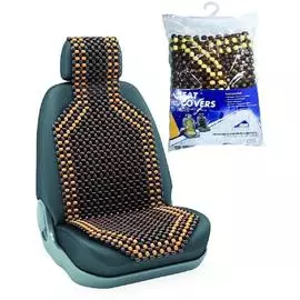 Накидка на сиденье "Nova Bright" деревянная массажная покрытая тёмным лаком, с подголовником