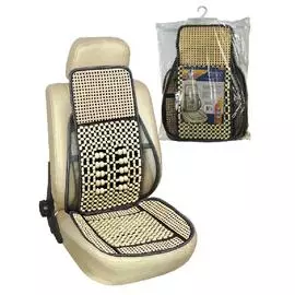 Накидка на сиденье "Nova Bright" деревянная массажная с поясничной опорой покрытая светлым лаком