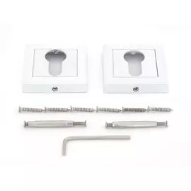 Накладка под цилиндр Фабрика Замков квадратная, цвет белый матовый