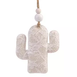 новогоднее подвесное украшение ажурный кактус из хлопчатобумажной ткани / 7,5x1,5x8,5см арт.80208