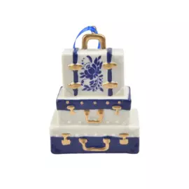 новогоднее подвесное украшение чемоданы гжель из фарфора / 4,3х9,7х6,7см арт.81641