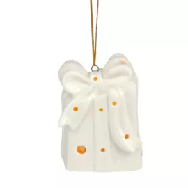новогоднее подвесное украшение из фарфора подарочек/ 6х5,5х7,5см арт.80890