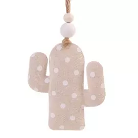 новогоднее подвесное украшение "кактус с белыми кружочками" / 7,5x1,5x8,5см арт.80207