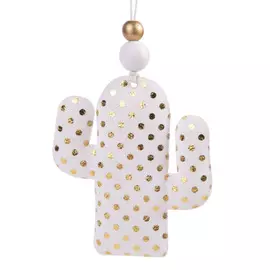 новогоднее подвесное украшение кактус с золотыми кружочками / 7,5x1,5x8,5см арт.80209