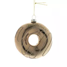 новогоднее подвесное украшение пончик золотой, из стекла / 8*8*2см арт.87395