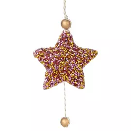 новогоднее подвесное украшение розовая пушистая звездочка из полиэтилена / 9x1,5x9см арт.82624