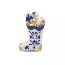новогоднее подвесное украшение сапожок гжель из фарфора / 2,5х8,5х5,3см арт.81637