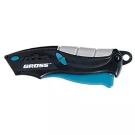 нож ремонтно-монтажный мини.трехкомп.рук.,,авто выброс/возврат лезвия,100мм, 2 з.л gross 78873