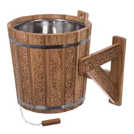 обливное устройство русский душ "цветочный орнамент" 20 л дуб с нержавеющей вставкой 33370